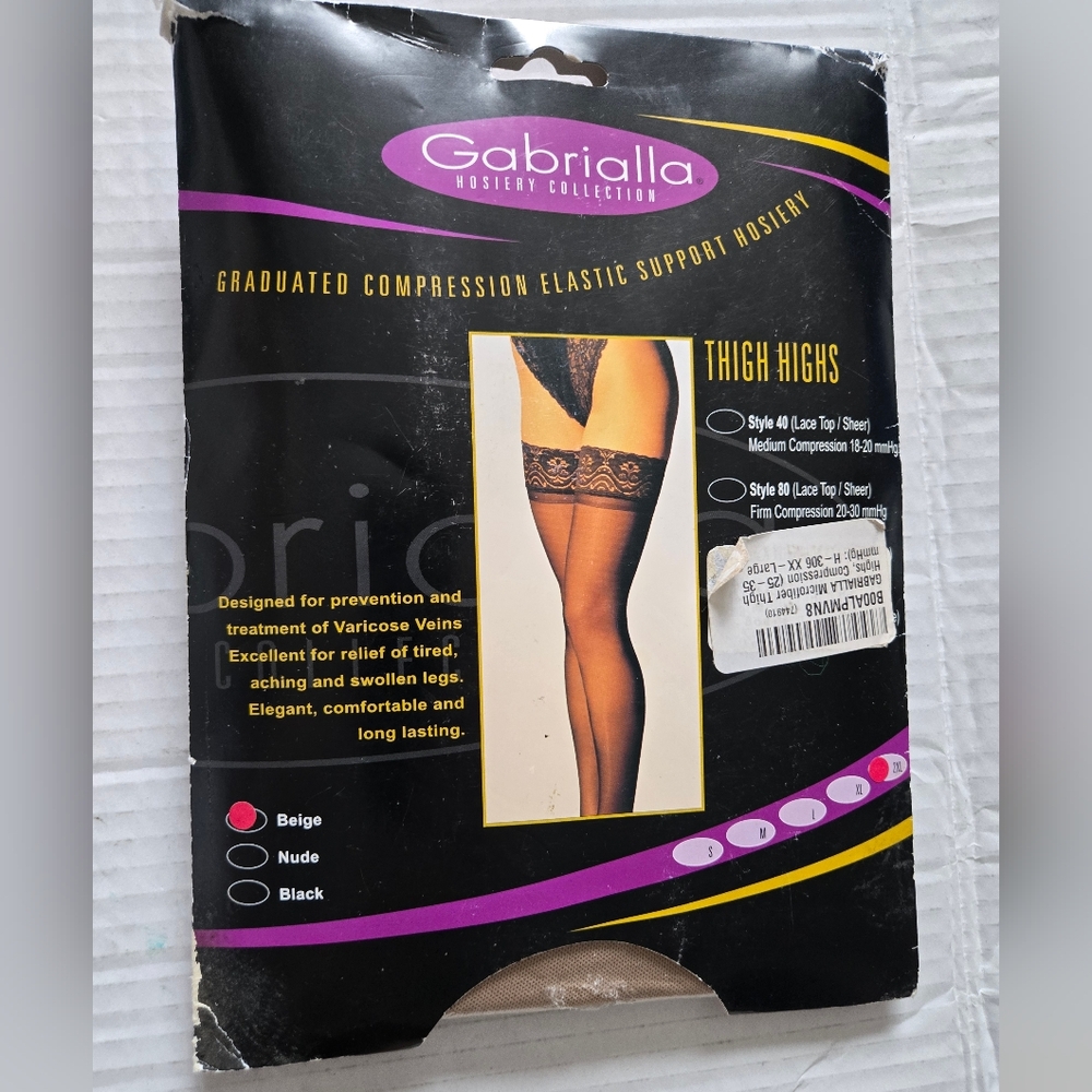 Gabrialla Hosiery Collection Thigh Highs - Size 2XL - Beige - Style 306 - Unisex